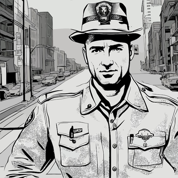 illustration police dessin animé pop art