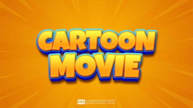 Illustration de police d'effet de texte 3d modifiable de film de dessin animé