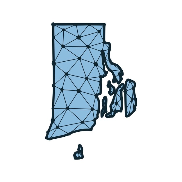 Illustration Polygonale De Carte D'état De Rhode Island Faite De Lignes Et De Points Isolés Sur Fond Blanc Conception Low Poly De L'état Américain