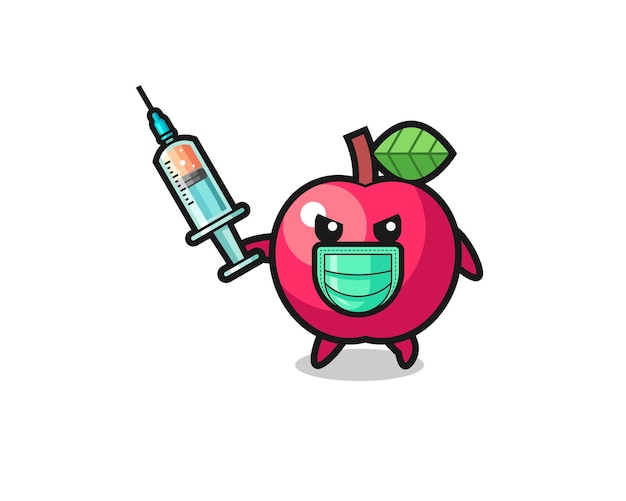 Illustration De La Pomme Pour Combattre Le Virus, Design Mignon