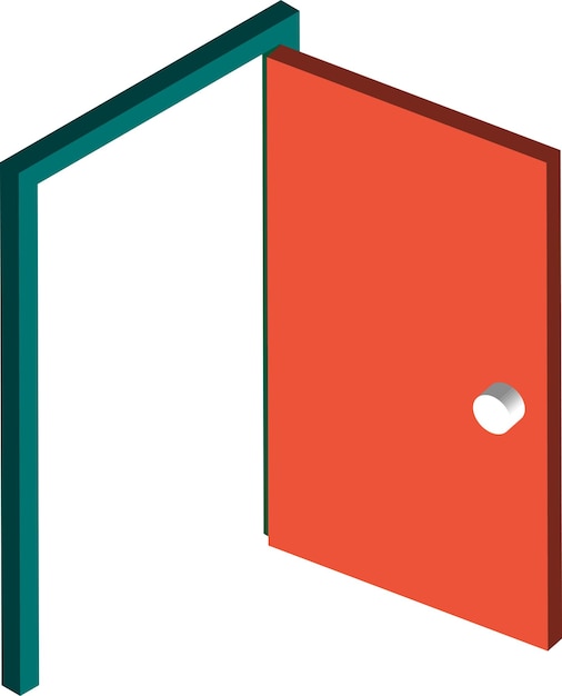 Illustration de la porte ouverte dans un style isométrique 3D