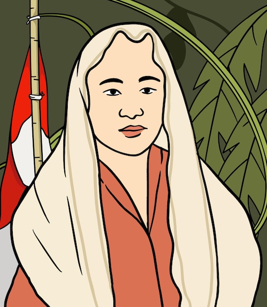 Illustration De Portrait De Fatmawati Bonne Journée Des Héros Nationaux Indonésiens