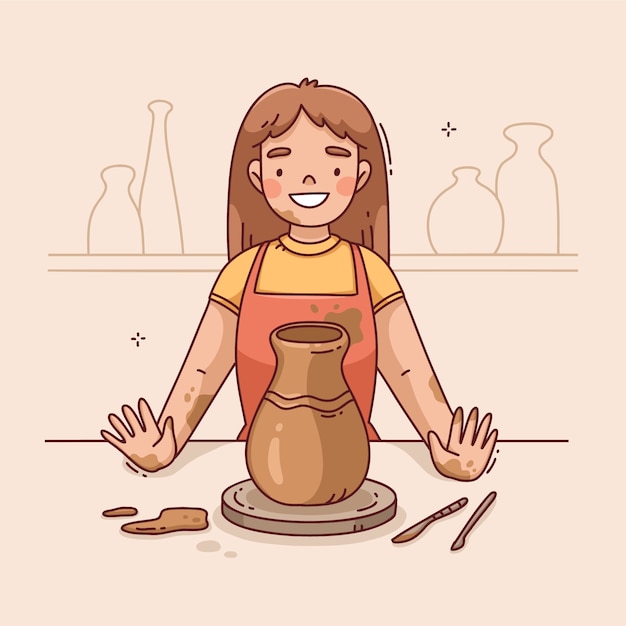 Illustration de poterie dessinée à la main