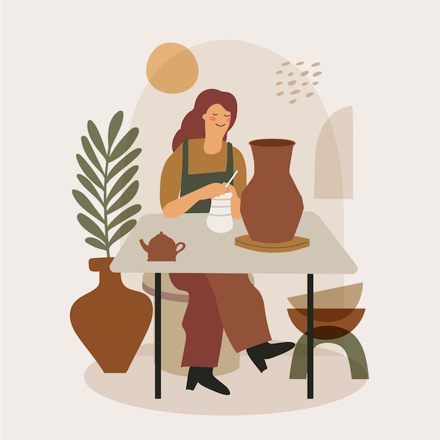 Illustration de poterie dessinée à la main