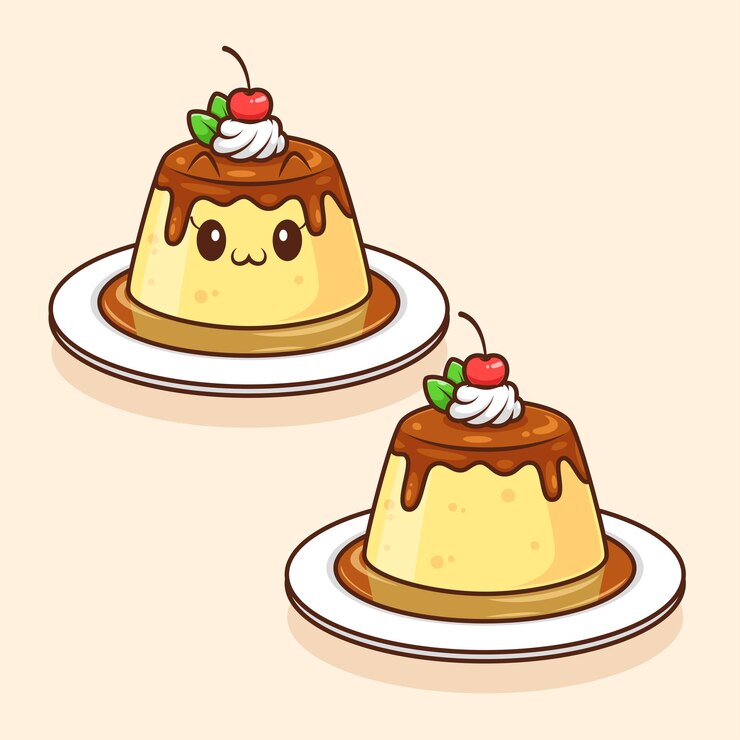 Vecteur illustration de pouding aux oeufs mignon