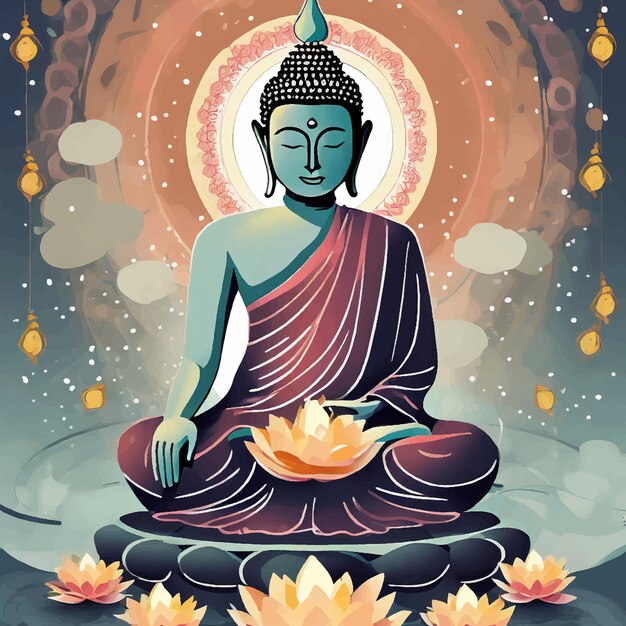 Vecteur illustration pour le bouddha purnima ou le jour du vesak