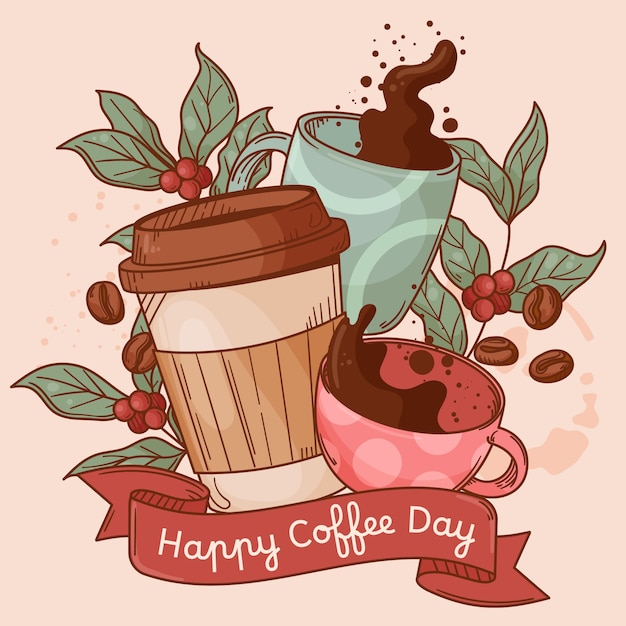 Illustration pour la célébration de la journée internationale du café