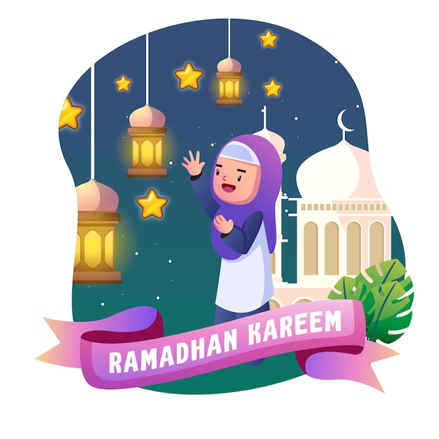 Vecteur illustration pour les enfants du ramadan