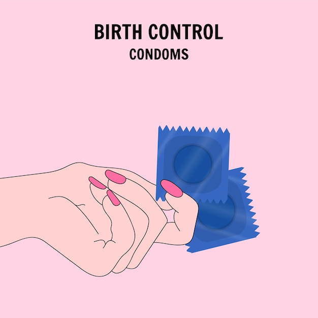 Illustration de préservatifs contraceptifs en vecteur