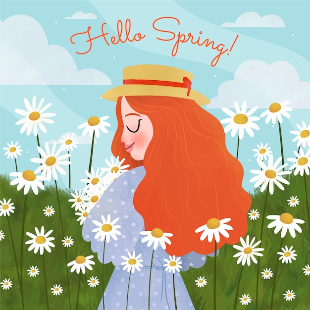 Illustration de printemps dessiné à la main
