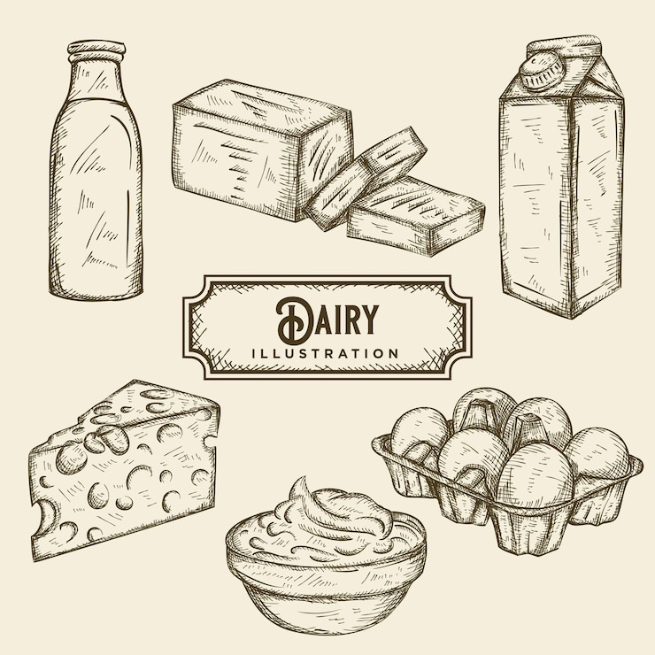 Vecteur illustration de produits laitiers