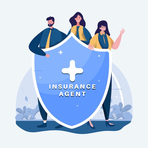 Vecteur illustration de profil d'équipe d'agent d'assurance