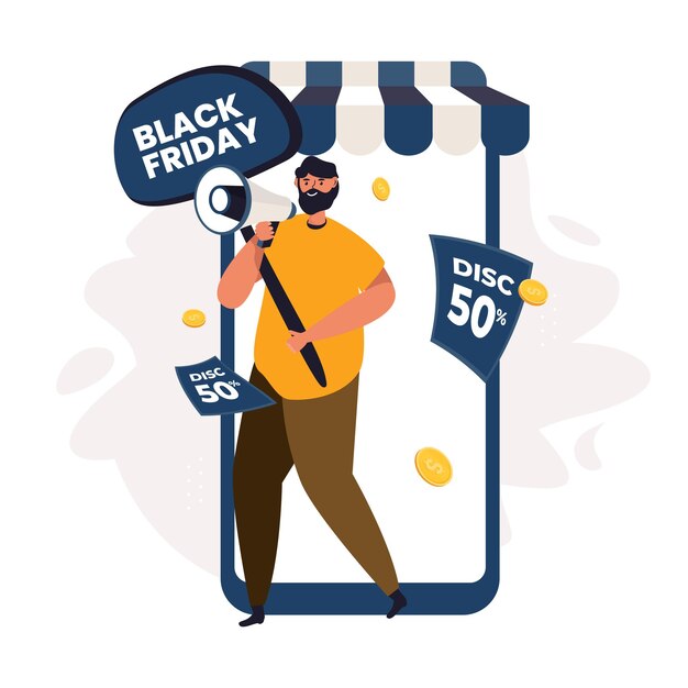 Illustration De La Promotion Des Achats En Ligne Du Black Friday