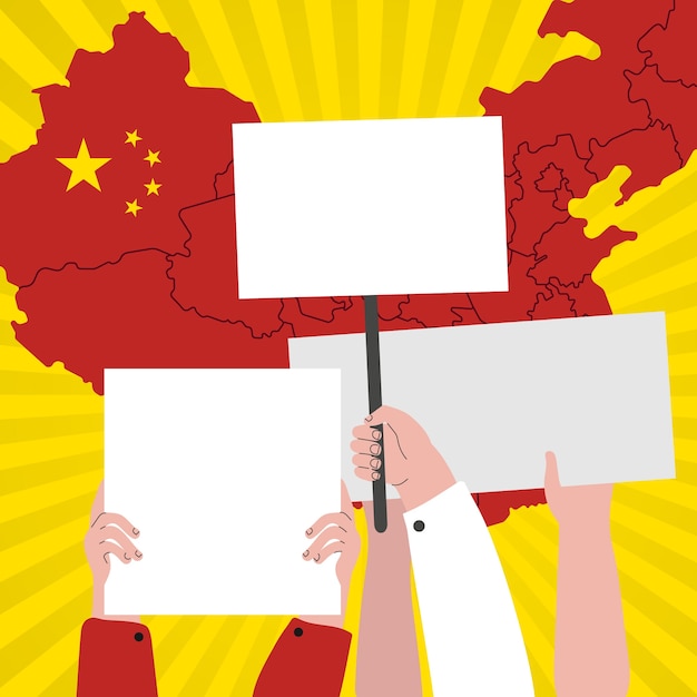 Illustration De Protestations De La Chine Dessinée à La Main