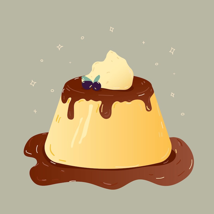 Vecteur illustration pudding au caramel dessert crème vecteur illustration