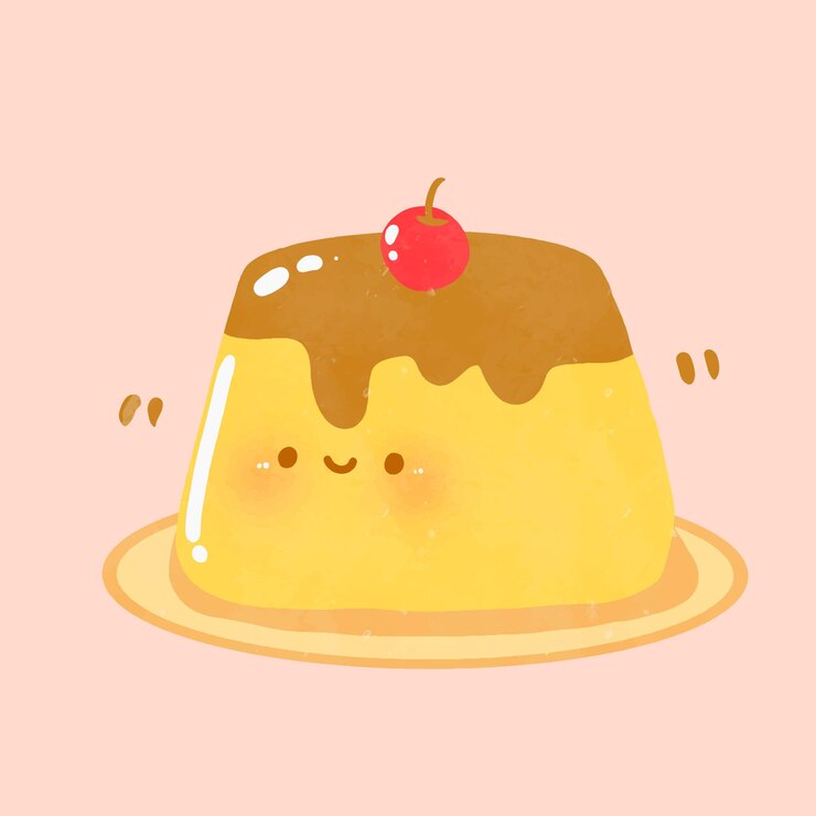 Vecteur illustration de pudding mignon kawaii dessin vectoriel