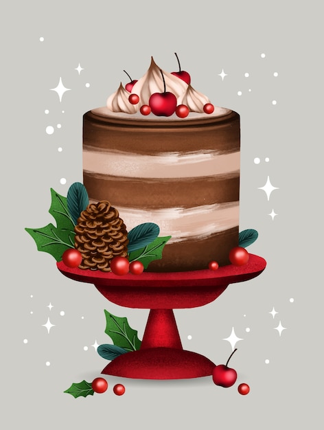 Vecteur illustration de pudding de noël aquarelle