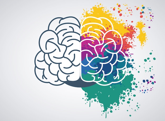 Illustration de la puissance du cerveau avec des couleurs de peinture définies