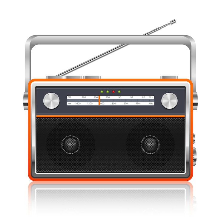 Vecteur illustration de radio vintage portable sur fond blanc