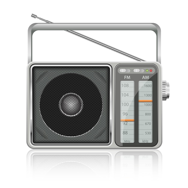 Illustration de radio vintage portable sur fond blanc