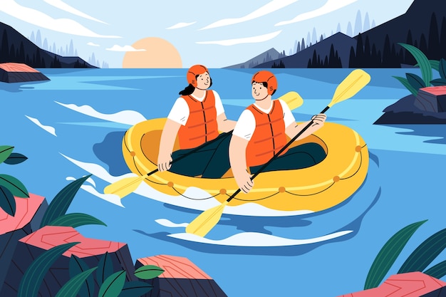 Illustration De Rafting Plat