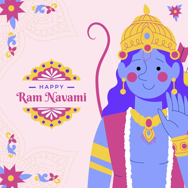 Vecteur illustration de ram navami plat