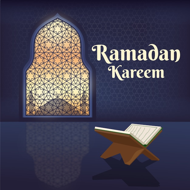 Vecteur illustration de ramadan kareem design plat