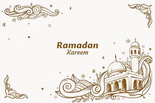 Illustration De Ramadan Kareem Dessiné à La Main