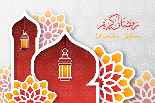 Vecteur illustration de ramadan kareem en style papier