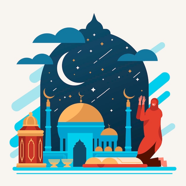 Vecteur illustration de ramadan plat