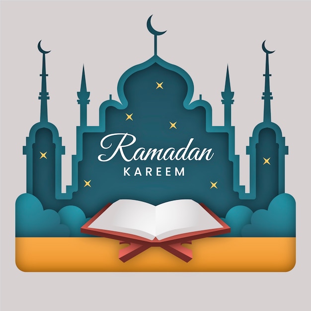 Vecteur illustration de ramadan de style papier