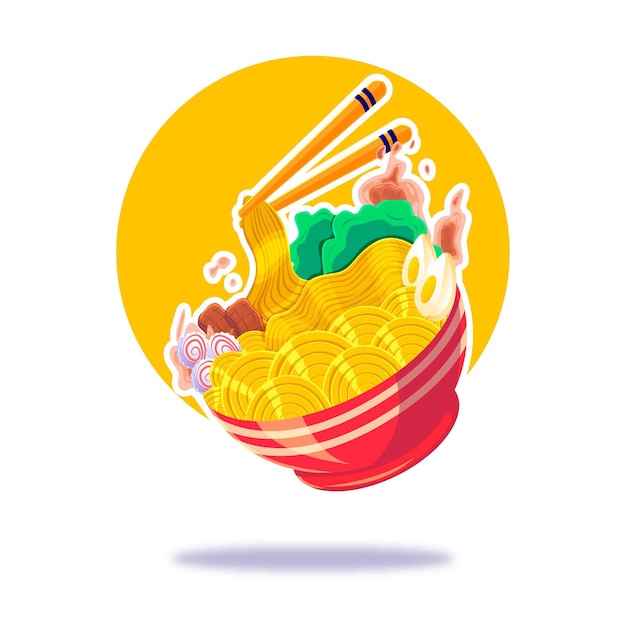 Vecteur illustration de ramen de cuisine japonaise