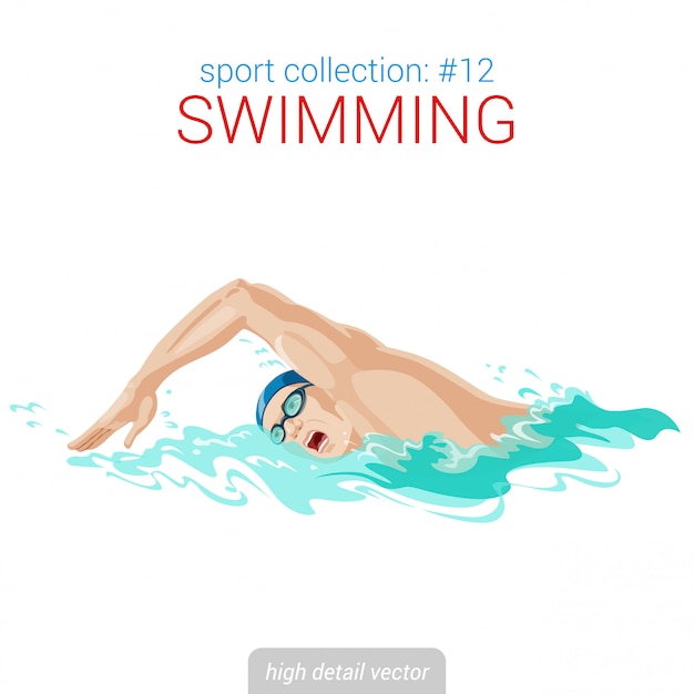 Illustration de ramper homme nageur.