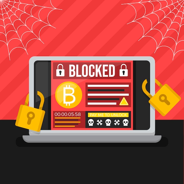 Illustration de ransomware de technologie de conception plate