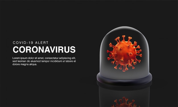 Illustration Réaliste 3d D'une Cellule De Coronavirus Confinée à L'intérieur D'une Boule De Verre.