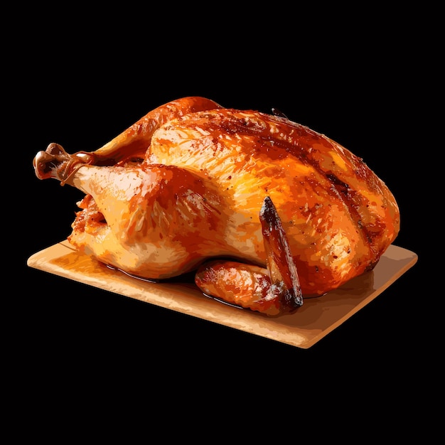 illustration réaliste d'art vectoriel de grill de poulet vecteur de dinde rôtie