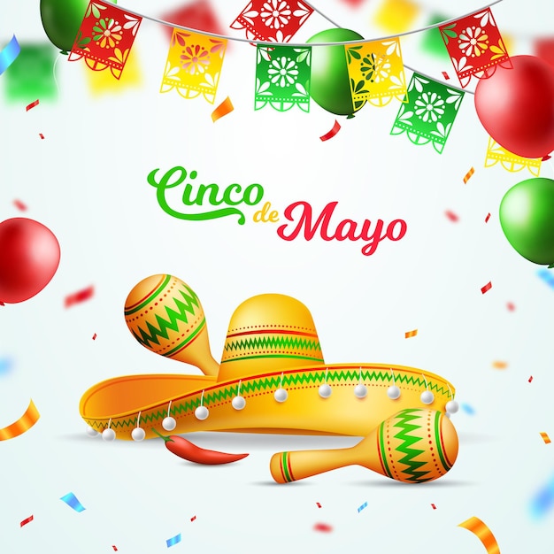 Vecteur illustration réaliste de cinco de mayo