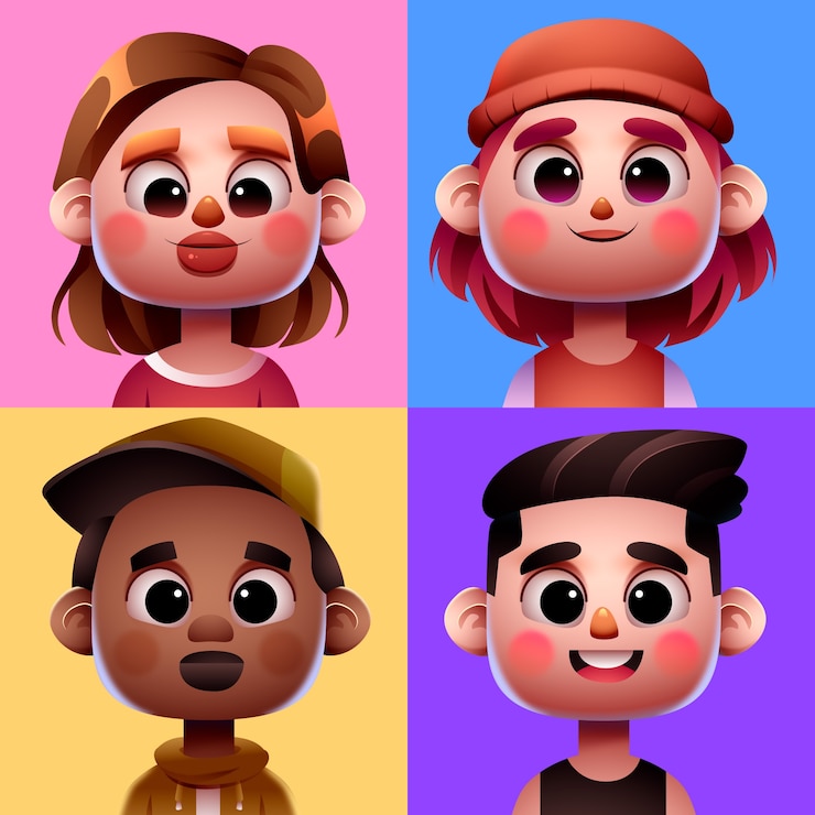 Vecteur illustration réaliste de la collection d'avatars 3d