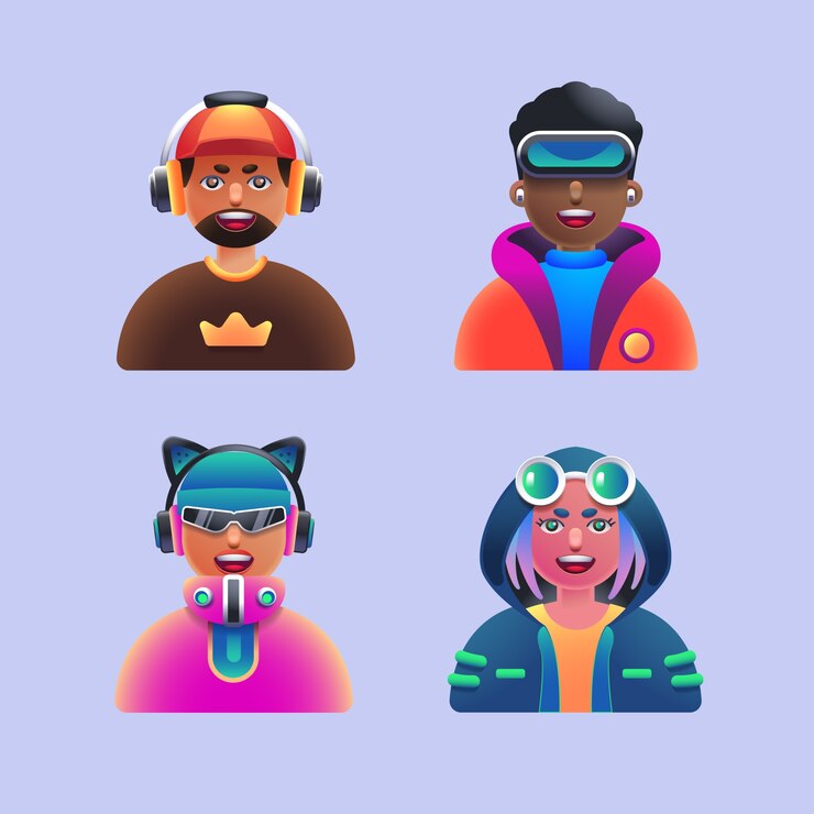 Vecteur illustration réaliste de la collection d'avatars 3d