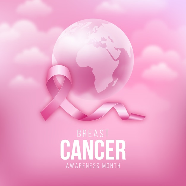 Vecteur illustration réaliste du mois de sensibilisation au cancer du sein