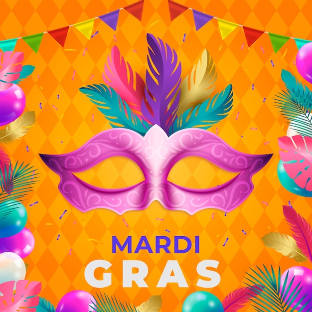 Vecteur illustration réaliste de la fête du mardi gras