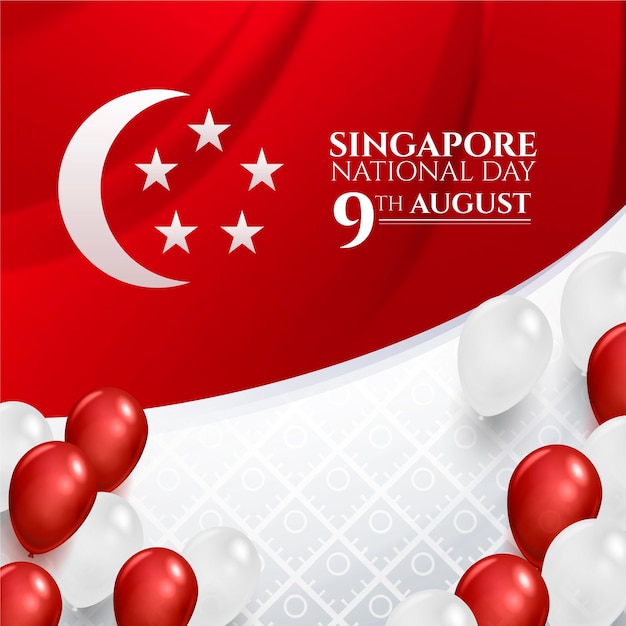 Illustration Réaliste De La Fête Nationale De Singapour