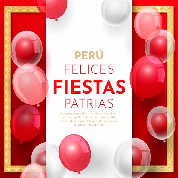 Vecteur illustration réaliste de fiestas patrias avec des ballons