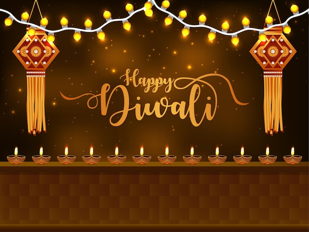 Illustration Réaliste Pour Le Joyeux Festival De Lumière Diwali
