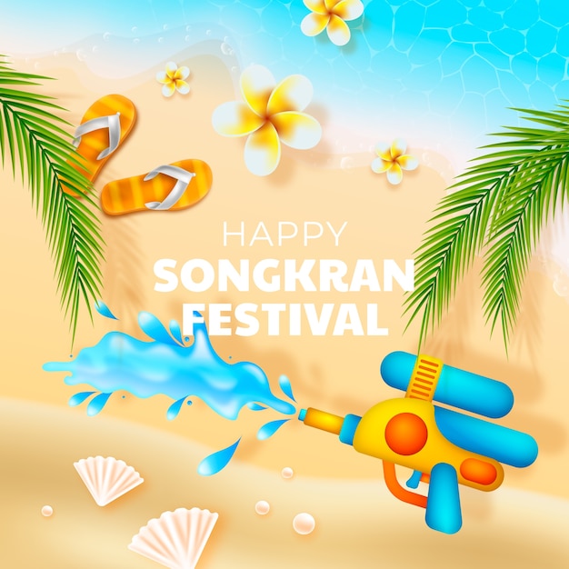 Illustration Réaliste De Songkran Avec Plage