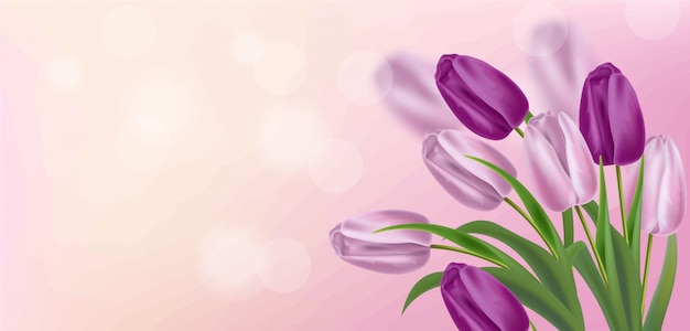 Illustration réaliste de tulipes violettes