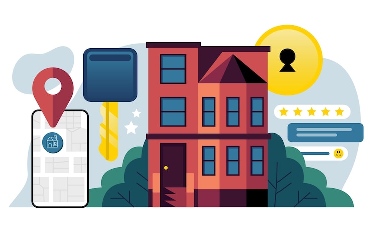 Vecteur illustration de recherche immobilière design plat