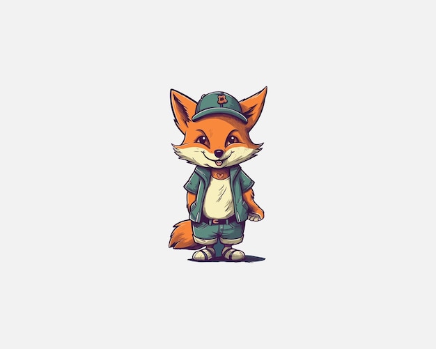 Illustration d'un renard mignon dans une veste verte sur fond blanc