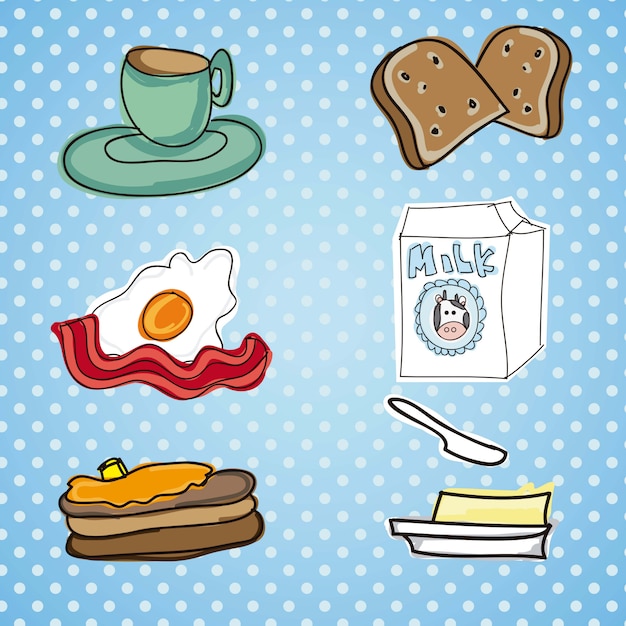 Illustration De Repas De Petit Déjeuner Avec Breadbuttereggmi Lk Et Bacon