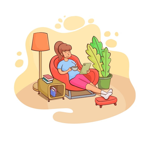 Vecteur illustration de repos à la maison